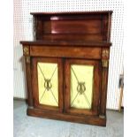 A Regency gilt metal mounted mahogany chiffonier with ledge back,