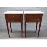 A pair of Louis XVI style bedside tables,