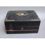 A Victorian brass bound leather writing slope, with fitted interior and Bramah lock,