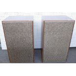 A pair of vintage Leak 'Sandwich' loudspeakers, wooden cased with fabric grille, 66cm high, (2).