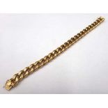 A gold hollow faceted curb link bracelet, detailed 750, on a snap clasp, length 18cm,