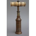 A Thomason type brass barrel corkscrew, early/mid-19th century,