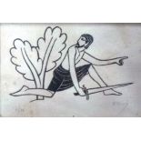 Eric Gill (1882-1940), Man with sword, woodcut, signed nd numbered 3/10, 5cm x 7.5cm.