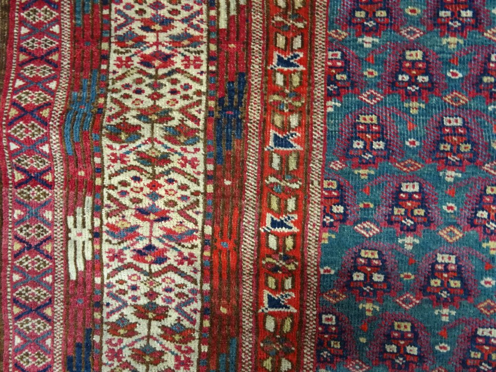 An unusual Yomut rug, Turkman, the indigo field with an allover boteh design, - Image 6 of 6