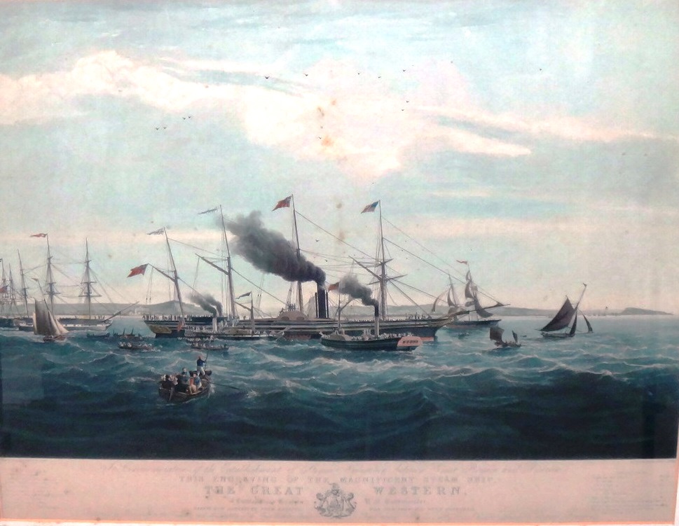 After Joseph Walter, The Great Western, steamship, 1840, aquatint by Reeve, with hand colouring,