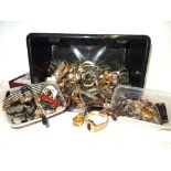 A large quantity of metal and other wristwatches, including a quantity of case parts.