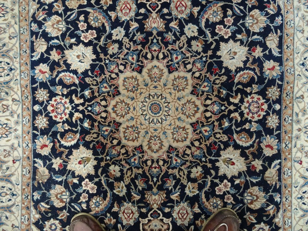 A Nain part silk rug, Persian, - Image 6 of 7