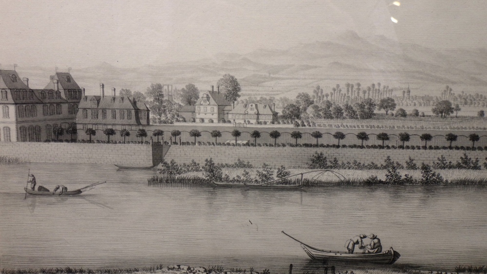 French School (18th/19th century), An extensive prospect of a riverside chateau and grounds, - Image 2 of 3