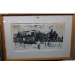 Bernard Kay (b.1927), Malvern College, aquatint, signed and numbered 91/100, 30cm x 60cm.