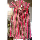 Curtains, two pairs of lined and interlined brown and pink stripped curtains,