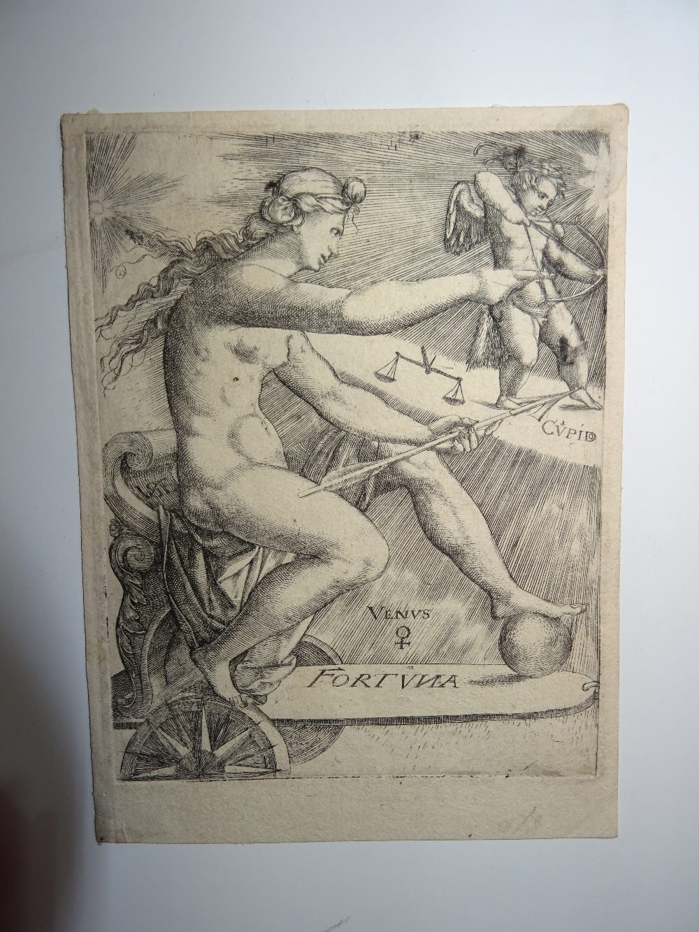 Johann Ladenspelder (1512-1561), Venus, engraving, unframed, 10.5cm x 8cm.