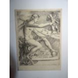 Johann Ladenspelder (1512-1561), Venus, engraving, unframed, 10.5cm x 8cm.