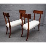 A pair of fruitwood framed chair back window seats, on splayed supports,