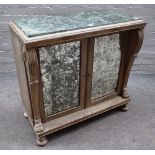 A 19th century and later painted marble top side cabinet,