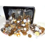 A quantity of metal cased keyless wind pocket watches, together with a quantity of partial,