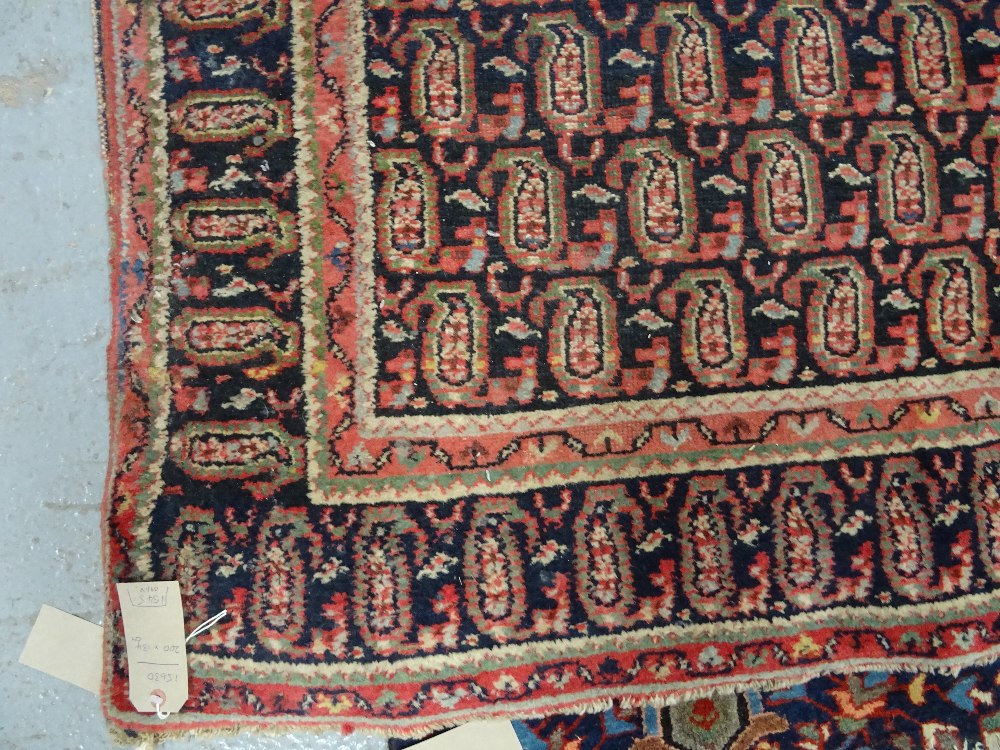 A Sarough rug, Persian, repeat boteh on black field, boteh border, 134 x 200cm. - Image 6 of 6