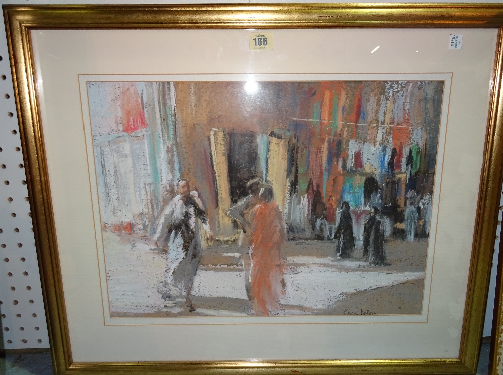 Roger Dellar (contemporary), Street Market, pastel, signed, 35.5cm x 48cm and Molly Harris (b.