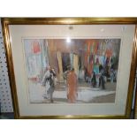 Roger Dellar (contemporary), Street Market, pastel, signed, 35.5cm x 48cm and Molly Harris (b.