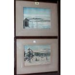 John Paul (20th century), Snow scenes, a pair, watercolour, each 18cm x 24.5cm, (2).