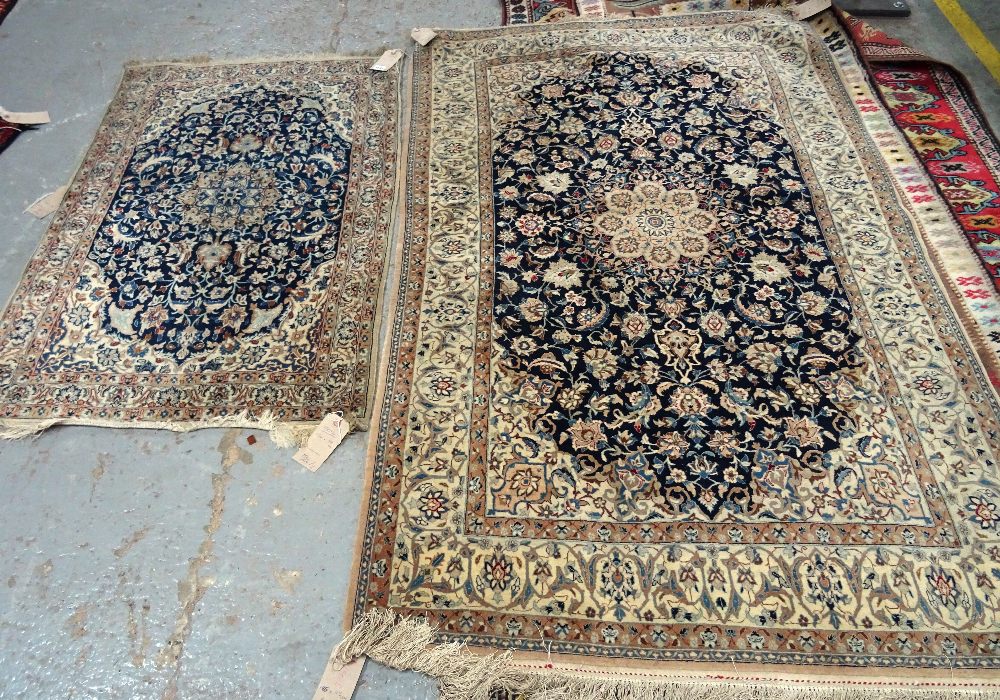 A Nain part silk rug, Persian, - Image 3 of 7