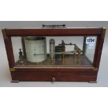 A 20th century mahogany cased aneroid barograph, with hinged lid and frieze drawer. 34.5cm wide.