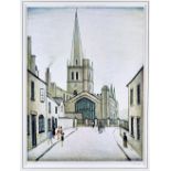 Laurence Stephen Lowry (1887-1976), Burford Church, colour print,