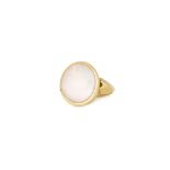 An 18ct gold and opal single stone ring, collet set with an oval opal,