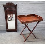 A George III rectangular mahogany butler's tray on folding 'X' frame stand,