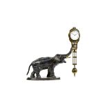 A composite bronze novelty elephant mantel clock, 20th century,