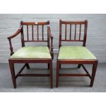 A set of eight Regency style mahogany framed dining chairs, circa 1900,