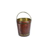 A 20th century spiral fluted brass bound hardwood oyster bucket of mid-18th century style,