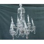 A pair of modern ten branch glass chandeliers,