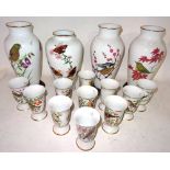 A group of four Franklin Mint porcelain vases and eleven similar porcelain goblets.