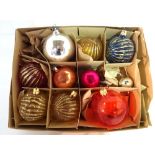 A group of ten early 20th century glass Christmas decorations of various sizes, (10).