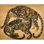 Attributed to Georges Lucien Guyot (1885-1973), Loving leopards, watercolour, bears a signature,