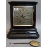 A German ebonised mantel clock, late 19th century,