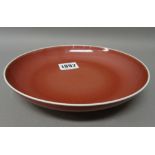 A Chinese copper-red glazed dish, Daoguang blue seal mark,