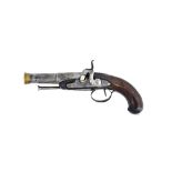 An unusual late 18th century, left handed, French blunderbuss percussion pistol,
