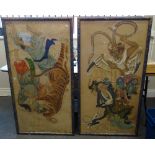 Two large Chinese paintings, late 19th/20th century, watercolour on paper,