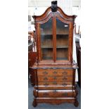 A 19th century Dutch floral marquetry inlaid display cabinet chest,