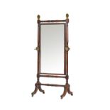 An early 19th century mahogany cheval mirror,