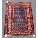 An unusual Yomut rug, Turkman, the indigo field with an allover boteh design,
