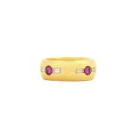 An 18ct gold, ruby and diamond ring,