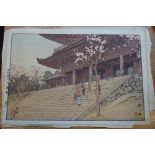 Hiroshi Yoshida ( 1876-1950); a woodblock print, `Chion in Temple Gate',