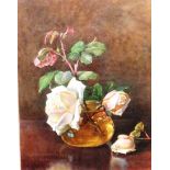 Charles Edward Wilson (1854-1941), Still life of roses, watercolour, signed, 23cm x 17.5cm.