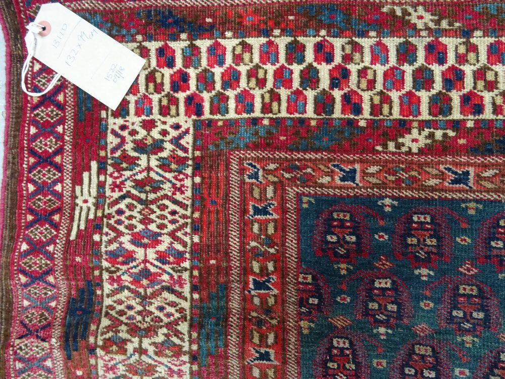 An unusual Yomut rug, Turkman, the indigo field with an allover boteh design, - Image 4 of 6