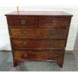 A George III mahogany chest of two short and three long graduated drawers, 93cm wide x 96cm high.