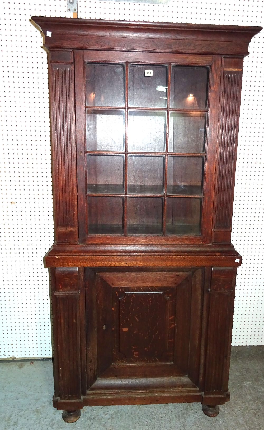 A 19th century continental oak display cabinet cupboard, 95cm wide x 190cm high.
