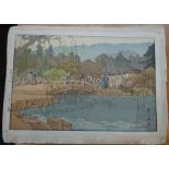 Hiroshi Yoshida (1876-1950); a woodblock print, `Maruyama Park in Kyoto', signed in pencil,