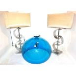 Lighting, including; a blue perspex dome ceiling light,